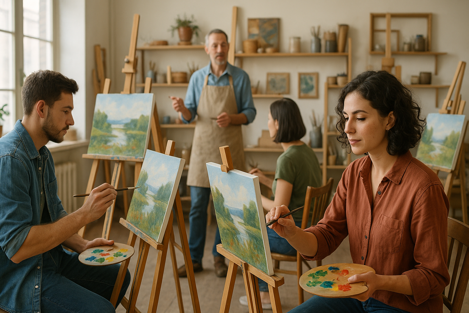 Art studio with people crafting